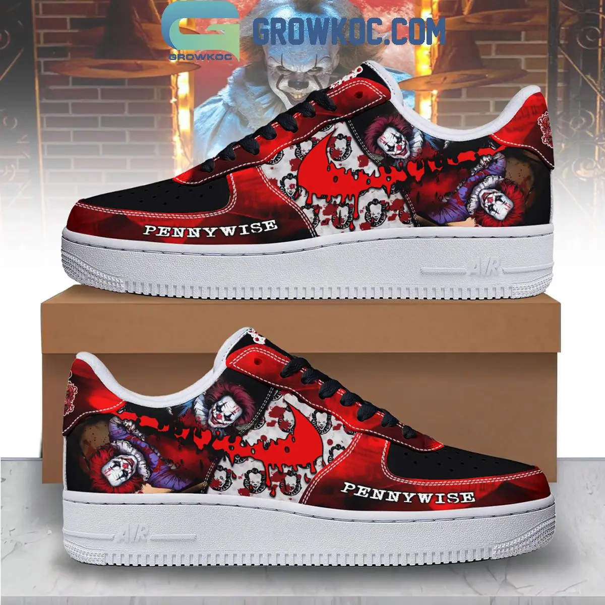 Pennywise Halloween Air Force 1 Shoes Pennywise Halloween Air Force 1 Shoes - Image 1