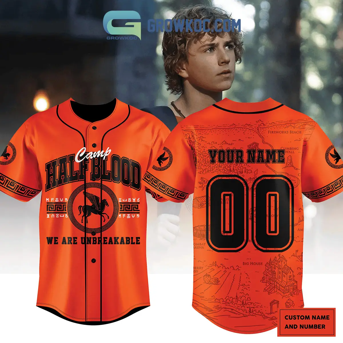Percy Jackson Half Blood Camp Personalized Baseball Jersey