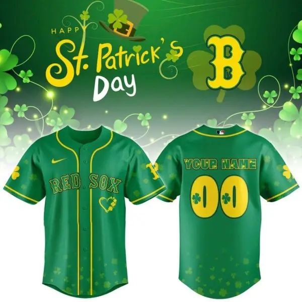Personalized Boston Red Sox St Patrick’S Day Baseball Jersey Red Sox Merch Best Baseball Gifts