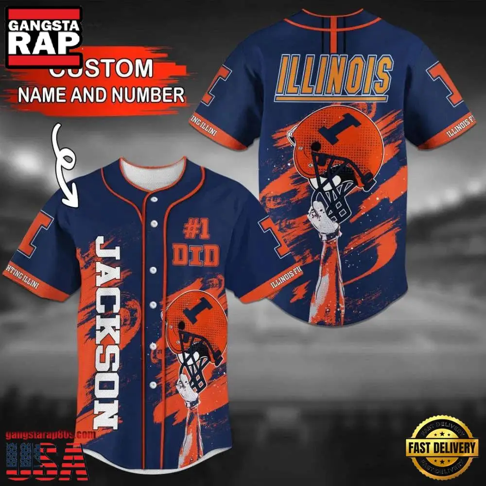 Personalized Illinois Fighting Illini Summer Baseball Jersey Shirt
