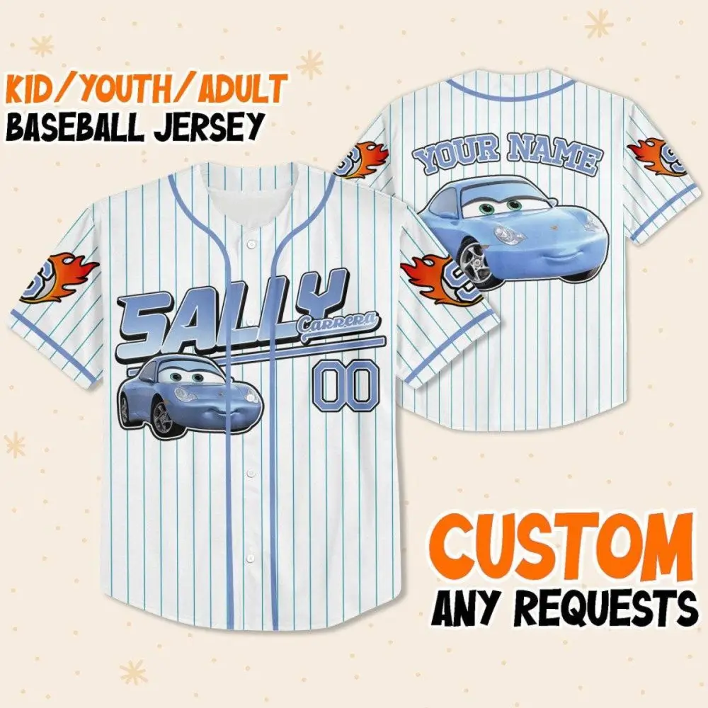 Personalized Kids/Youth/Adult Cars Baseball Jersey - Custom Name & Design