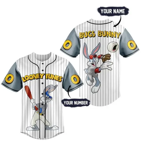 Personalized Looney Tunes Baseball Jersey - Custom Name & Number, Bugs Bunny Design