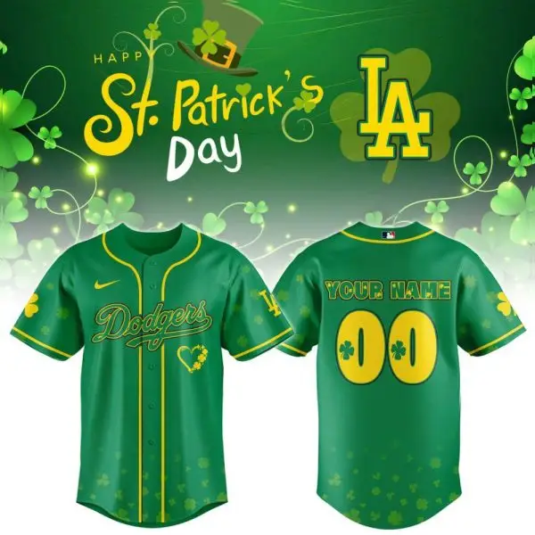Personalized Los Angeles Dodgers St Patrick'S Day Baseball Jersey 2026 La Dodgers Merch Gifts
