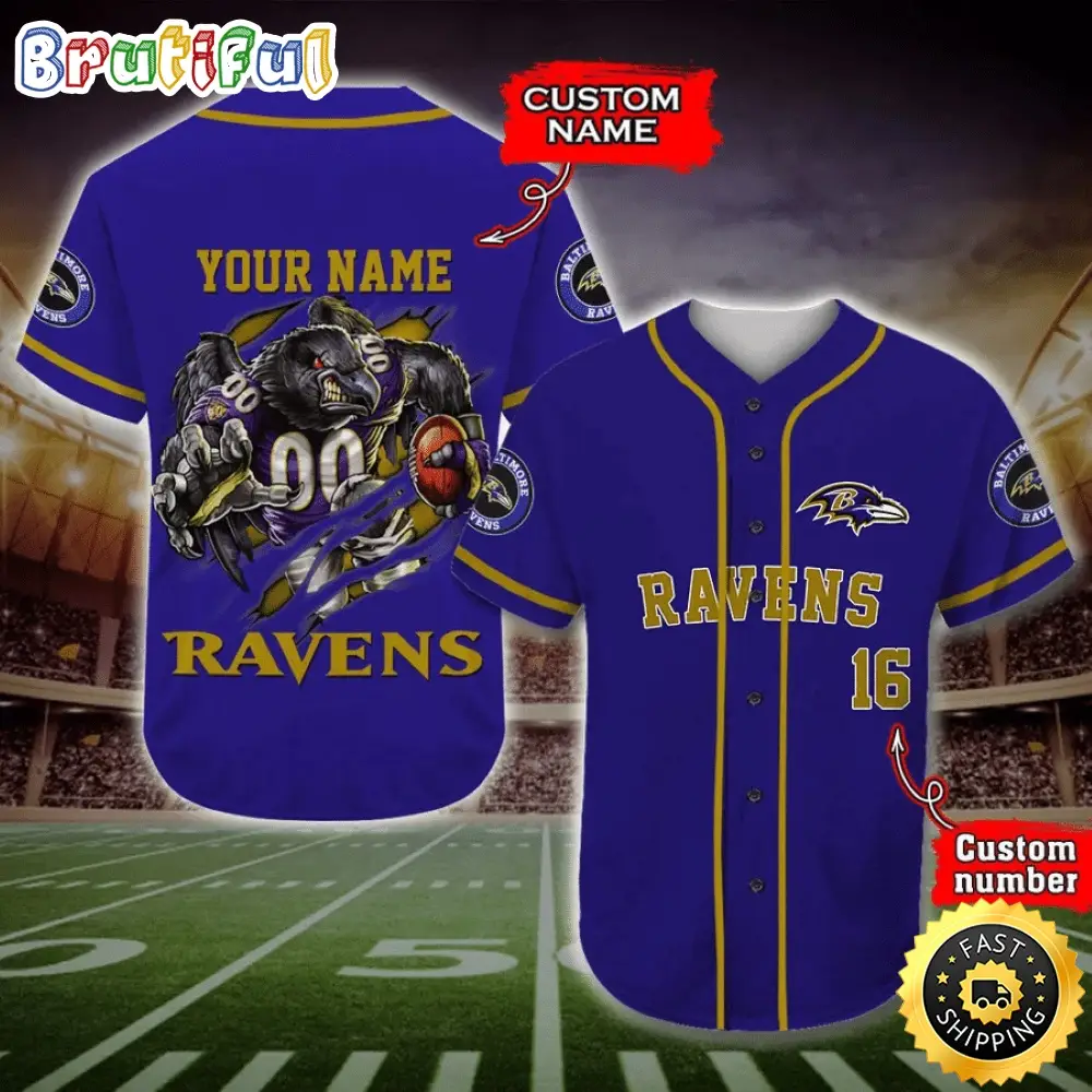 Personalized NFL Baltimore Ravens Baseball Jersey Fan Favorite Jerseys