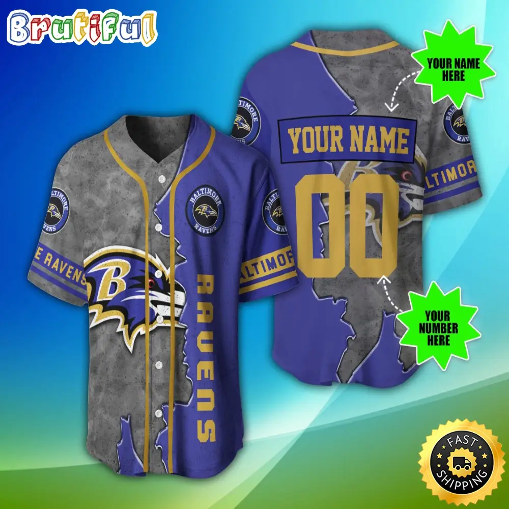 Personalized NFL Baltimore Ravens Baseball Jersey Iconic Baseball Wear