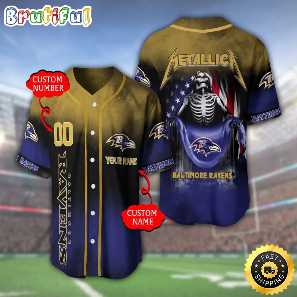 Personalized NFL Baltimore Ravens Baseball Jersey Team Spirit Tops