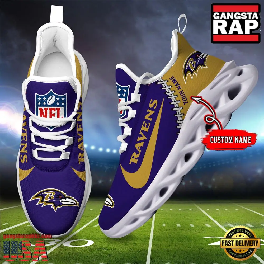 Personalized NFL Baltimore Ravens Name Max Soul Shoes