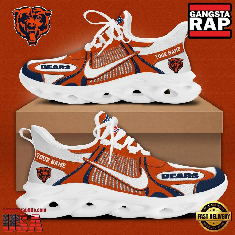 Personalized NFL Chicago Bears Blue White Stripes Logo Clunky Max Soul Shoes
