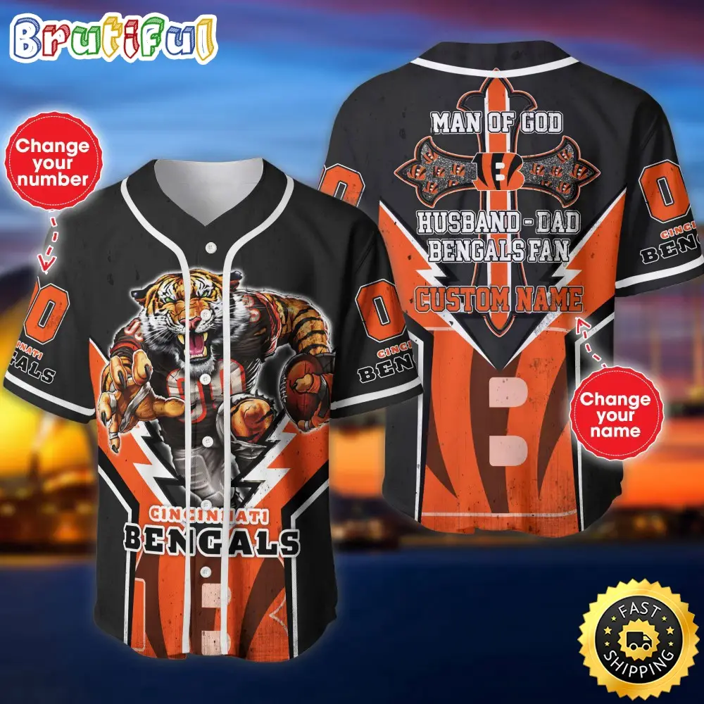 Personalized NFL Cincinnati Bengals Baseball Jersey Iconic Baseball Wear Personalized NFL Cincinnati Bengals Baseball Jersey Iconic Baseball Wear - Image 1
