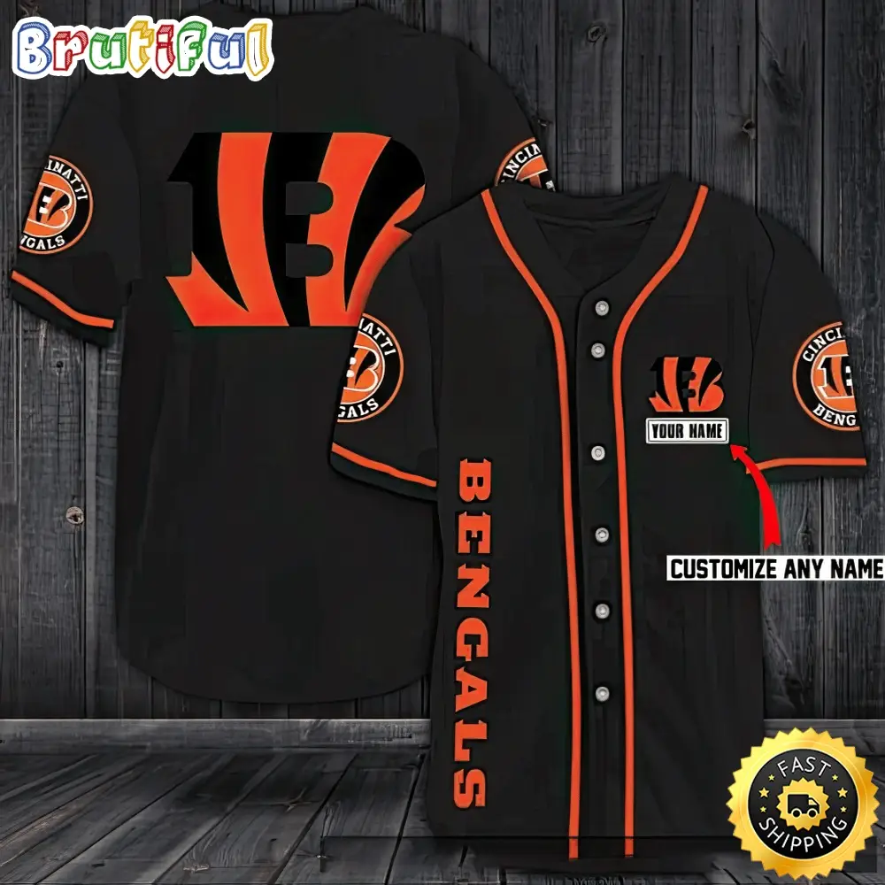 Personalized NFL Cincinnati Bengals Logo Baseball Jersey Shirt