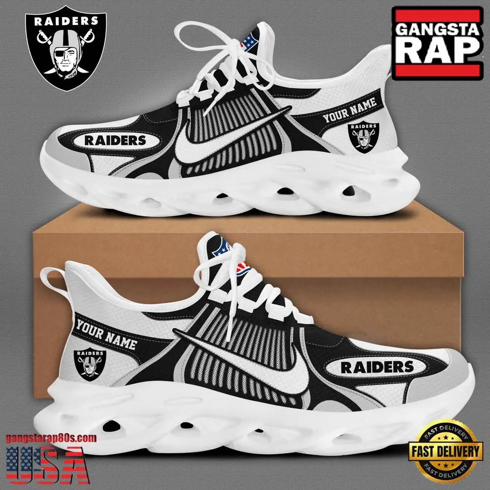 Personalized NFL Las Vegas Raiders Blue White Stripes Logo Clunky Max Soul Shoes Personalized NFL Las Vegas Raiders Blue White Stripes Logo Clunky Max Soul Shoes - Image 1