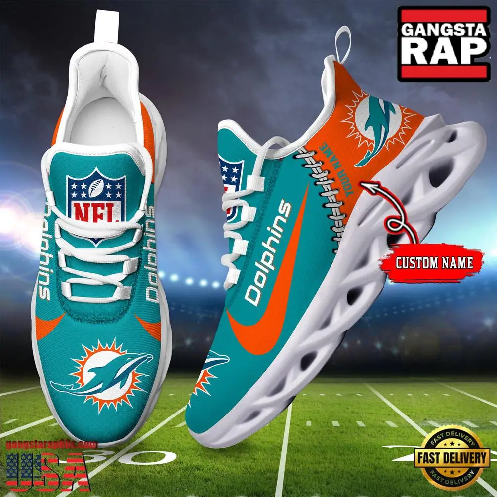Personalized NFL Miami Dolphins Name Max Soul Shoes