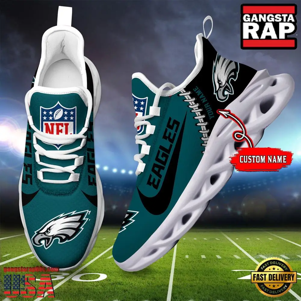 Personalized NFL Philadelphia Eagles Name Max Soul Shoes