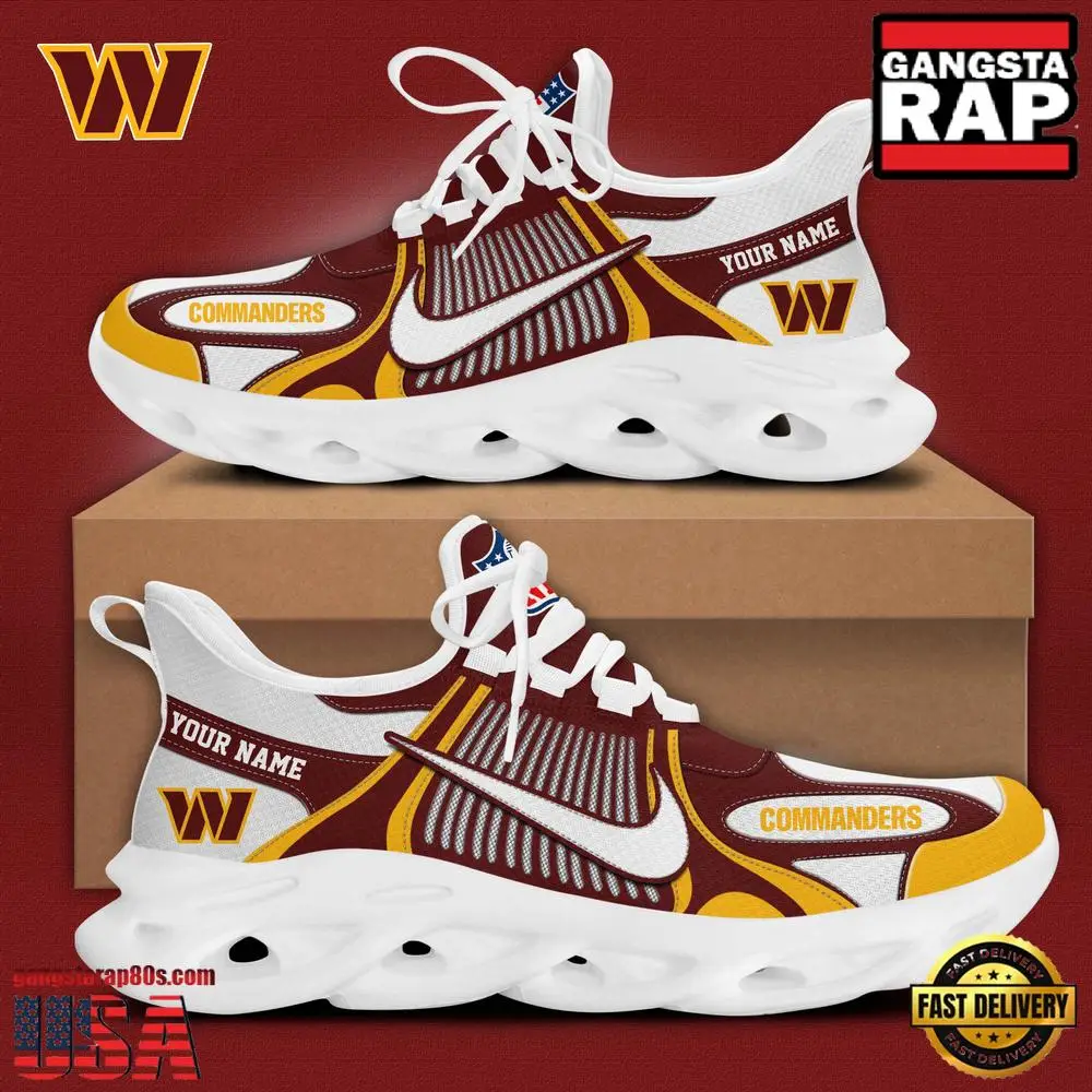 Personalized NFL Washington redskins Blue White Stripes Logo Clunky Max Soul Shoes