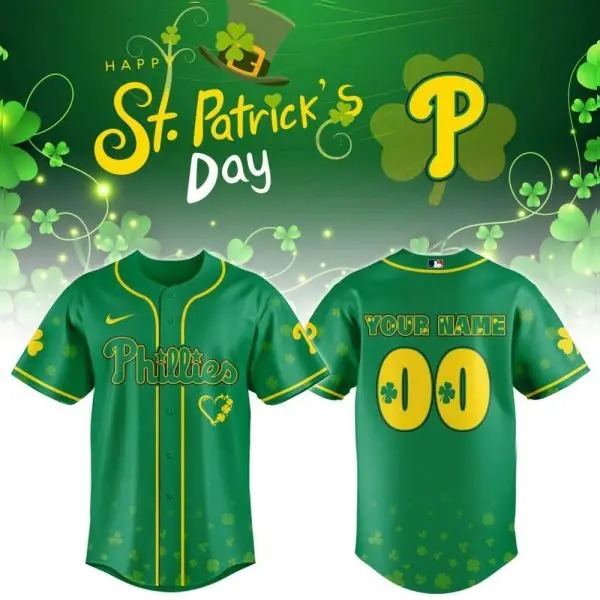 Personalized Philadelphia Phillies St Patrick’S Day Baseball Jersey Phillies Merch Fan Gifts