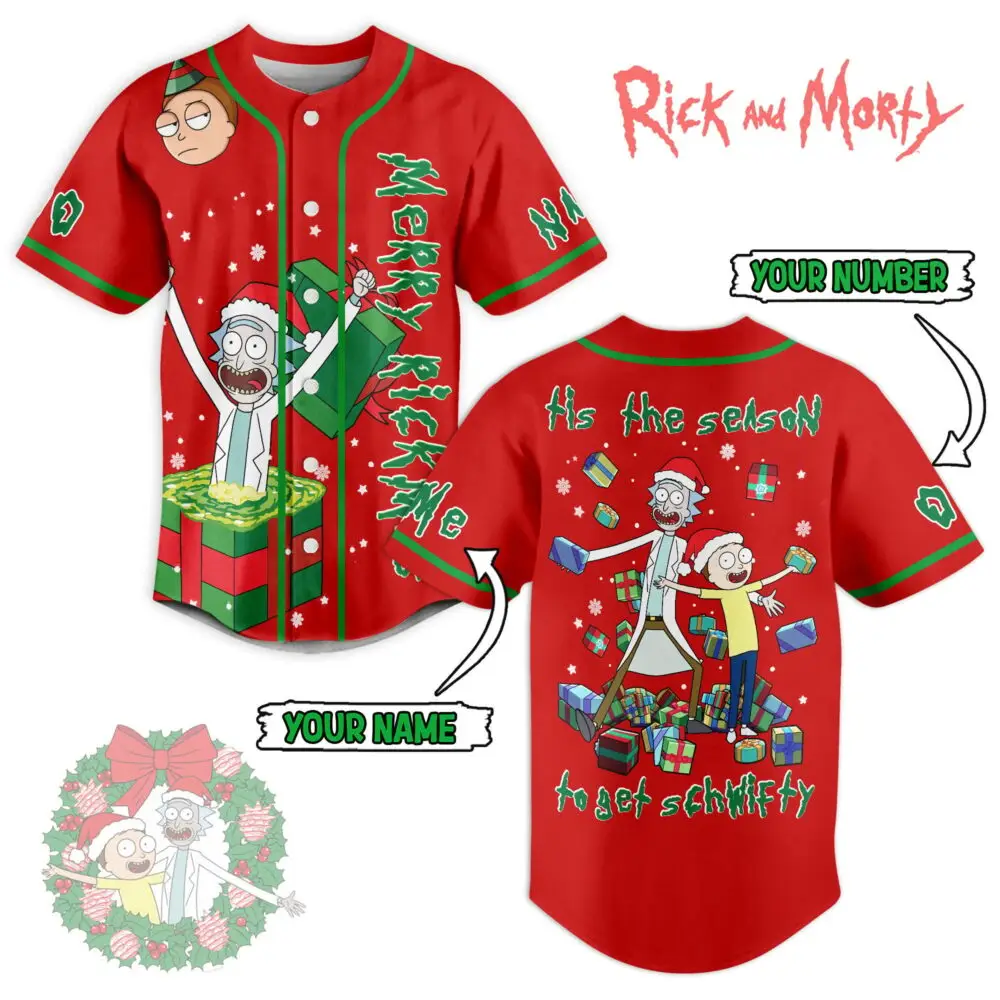 Personalized Rick And Morty Christmas Baseball Jersey – Custom Name & Number