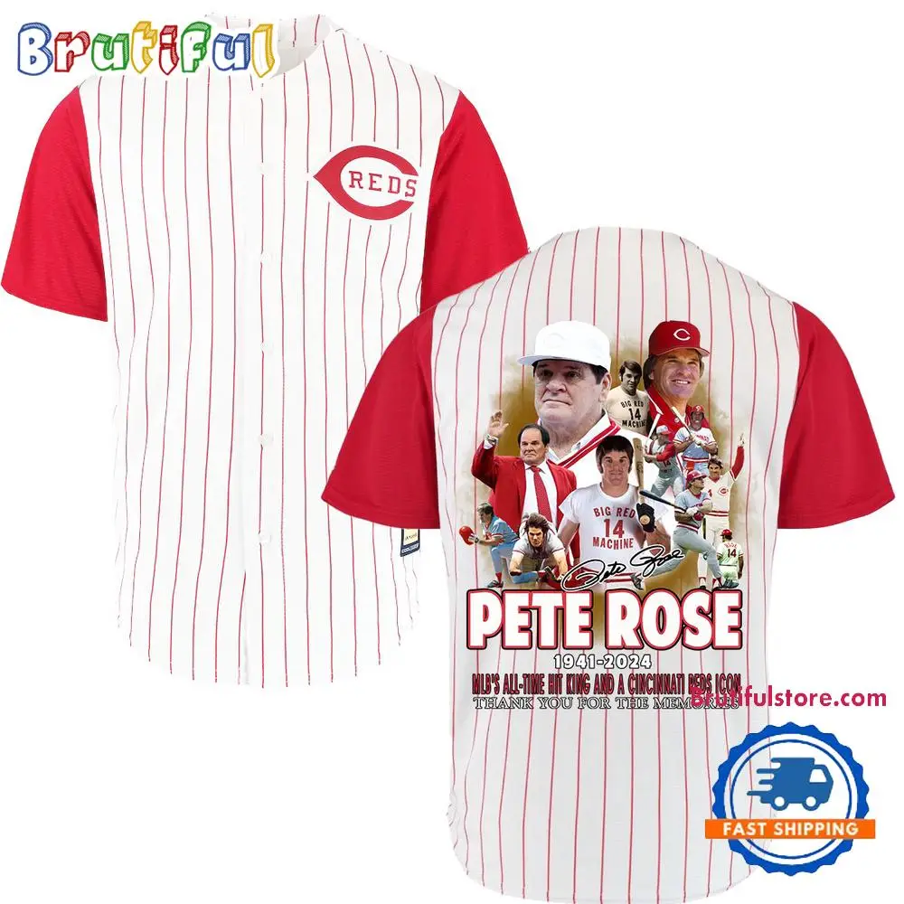 Pete Rose 1941-2024 Mlb'S All Time Hit King And A Cincinnati Reds Icon Baseball Jersey Pete Rose 1941-2024 Mlb'S All Time Hit King And A Cincinnati Reds Icon Baseball Jersey - Image 1