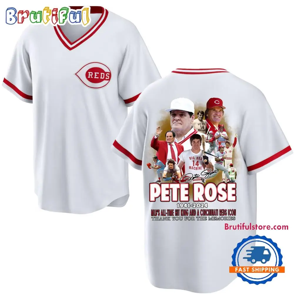 Pete Rose 1941-2024 MLB'S All Time Hit King And A Cincinnati Reds Icon Jersey Shirt Pete Rose 1941-2024 MLB'S All Time Hit King And A Cincinnati Reds Icon Jersey Shirt - Image 1