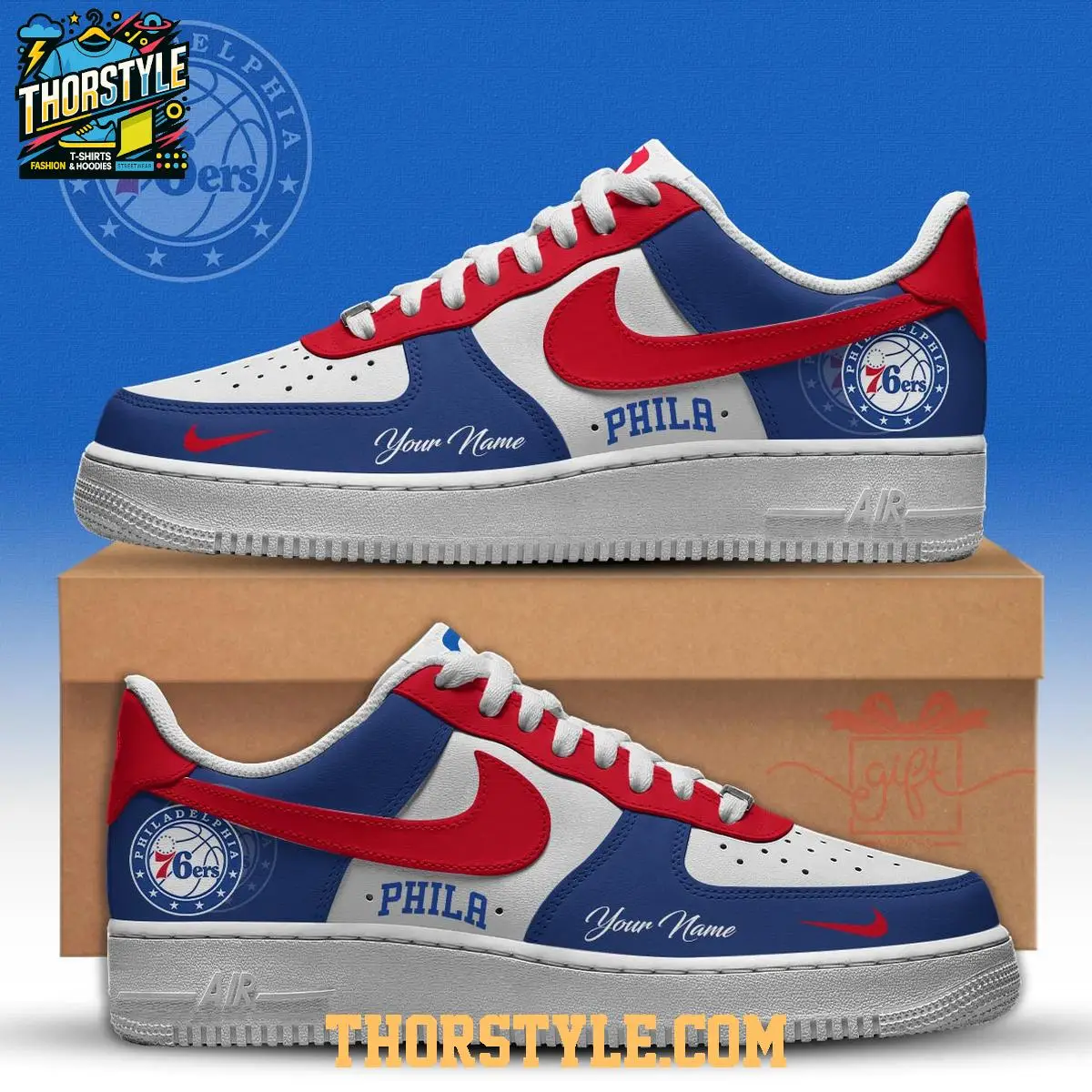 Philadelphia 76ers 2025 NBA Championship Personalized Air Force 1 Shoes Philadelphia 76ers 2025 NBA Championship Personalized Air Force 1 Shoes - Image 1