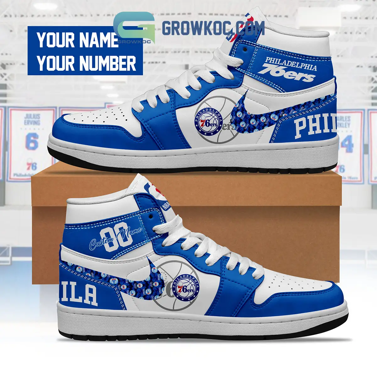Philadelphia 76ers NBA Personalized Air Jordan 1 Shoes