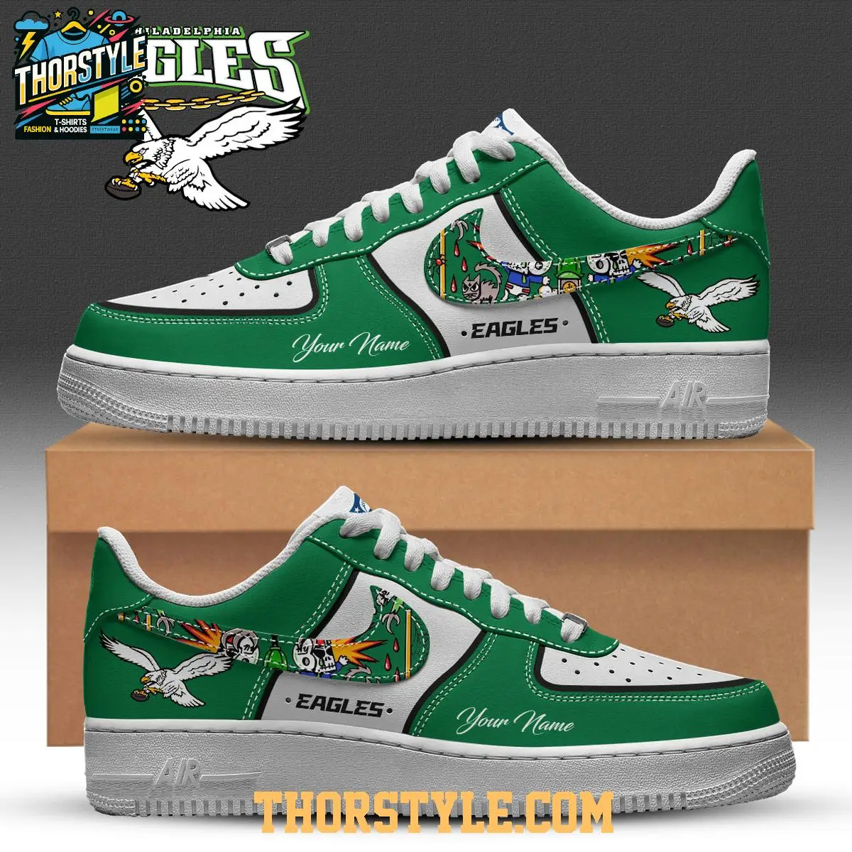 Philadelphia Eagles 2025 Mexican Heritage Personalized Air Force 1 Shoes Philadelphia Eagles 2025 Mexican Heritage Personalized Air Force 1 Shoes - Image 1