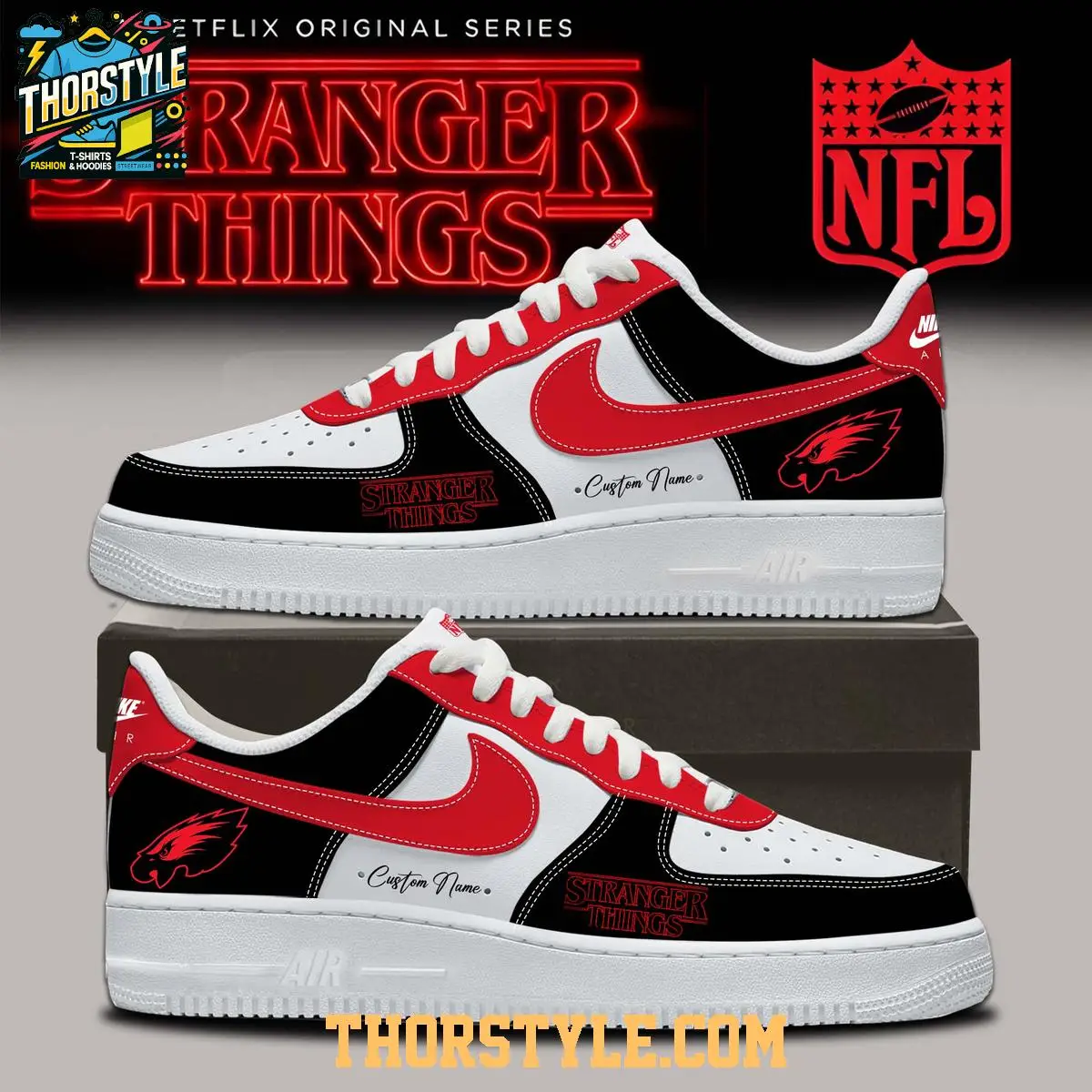 Philadelphia Eagles 2025 Stranger Things 5 Personalized Air Force 1 Shoes Philadelphia Eagles 2025 Stranger Things 5 Personalized Air Force 1 Shoes - Image 1