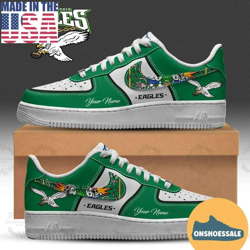 Philadelphia Eagles 2026 Kelly Green H34 Sew Air Force 1 Sneakers, Gift For Fans - Best Gift Shoes