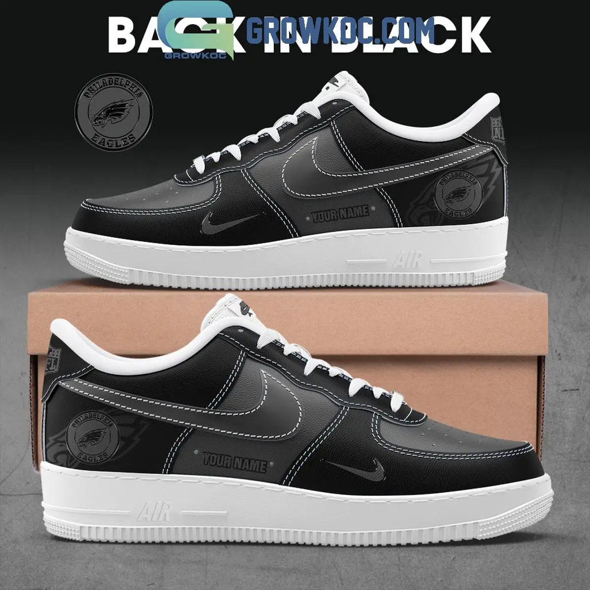 Philadelphia Eagles Back In Black Air Force 1 Shoes