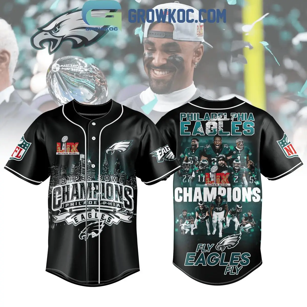 Philadelphia Eagles Fly Eagles Fly Super Bowl Champions Baseball Jersey