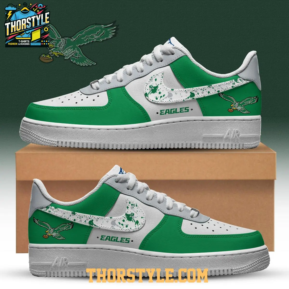 Philadelphia Eagles Fly High Airbush 2025 Personalized Air Force 1 Shoes