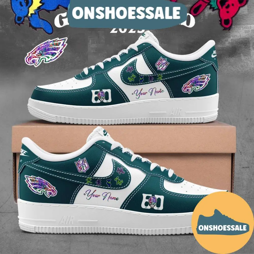 Philadelphia Eagles Grateful Dead 60th Anniversary Air Force 1 Shoes, Gift For Fans - Best Gift Shoes
