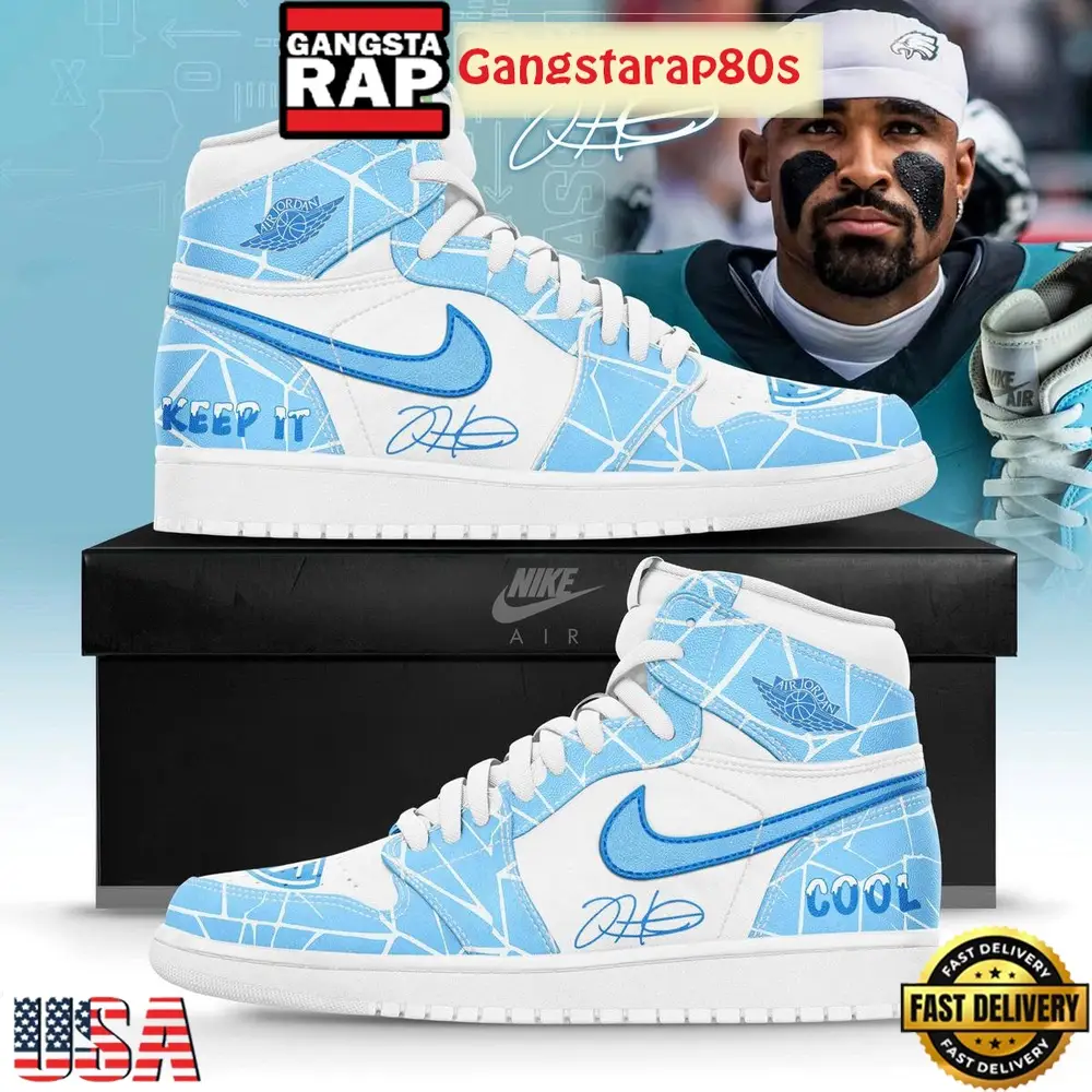 Philadelphia Eagles Jalen Hurts Keep It Cool Special Edition Air Jordan 1 Sneakers Shoes