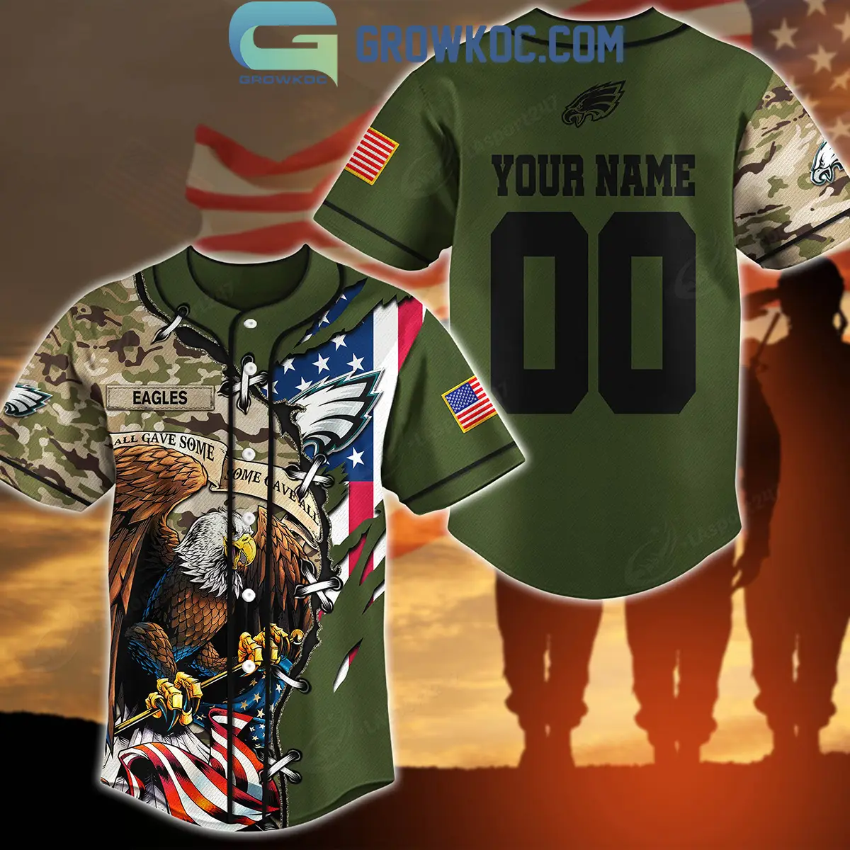 Philadelphia Eagles Veteran Proud Of America Personalized Baseball Jersey