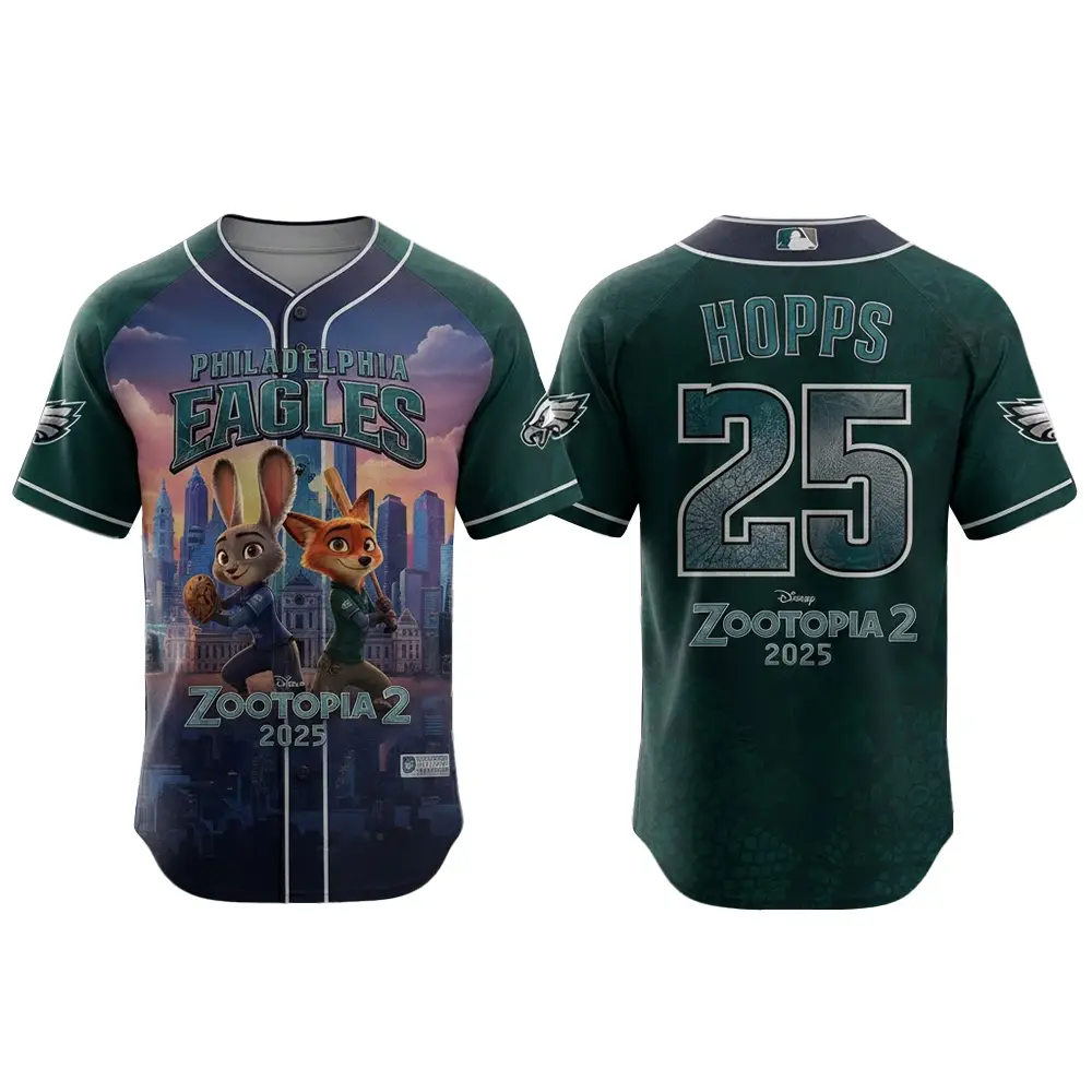 Philadelphia Eagles x Zootopia 2 Wilde Hopps Baseball Jersey 2025 - Tazila