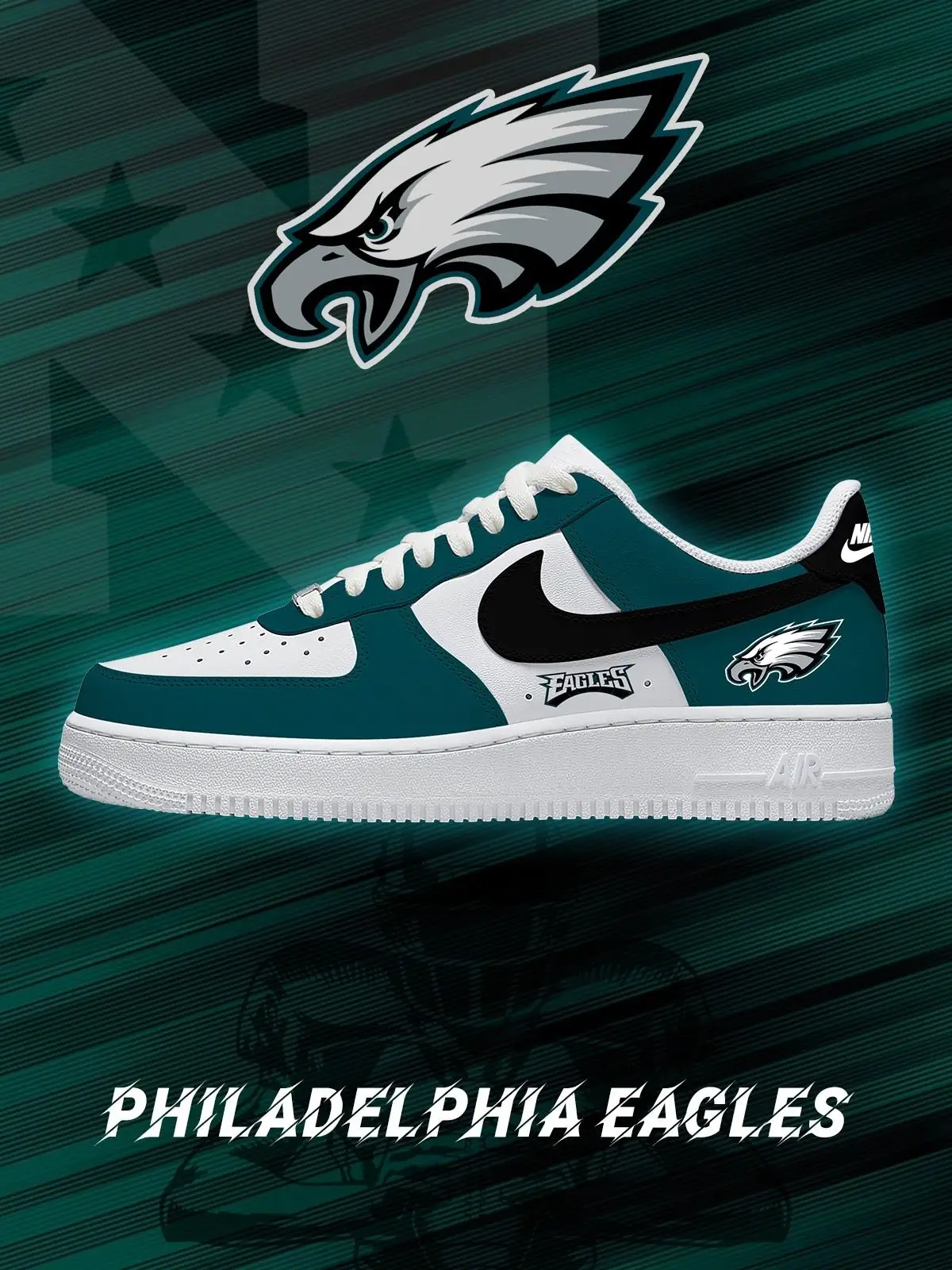 Philadelphia Football Custom Air Force 1 Sneakers - NFL Fan Edition | YL94