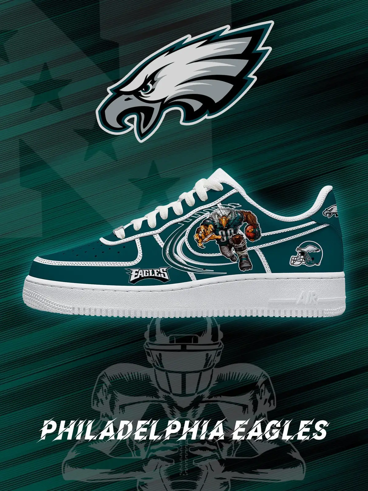 Philadelphia Football V.2 Custom Air Force 1 Sneakers - NFL Fan Edition | XM64