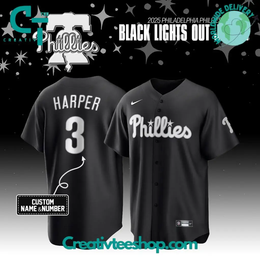 Philadelphia Phillies Black Lights Out 2025 Special Baseball Jersey