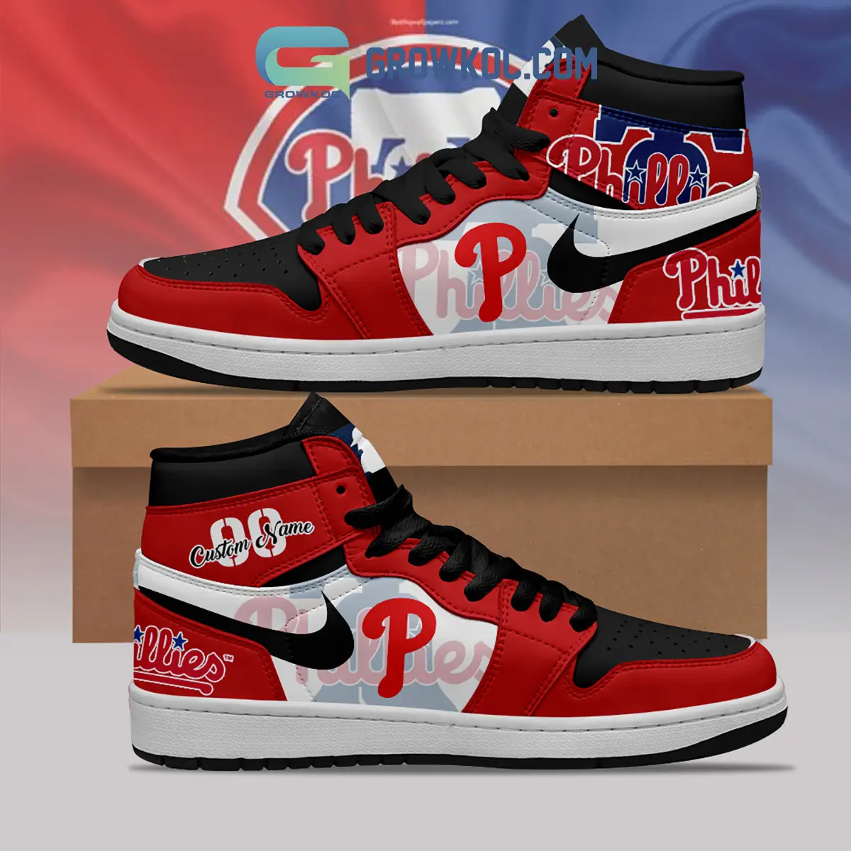 Philadelphia Phillies MLB Personalized Air Jordan 1 Shoes