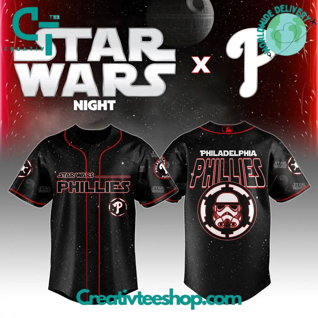 Philadelphia Phillies Mlb X Star Wars Night 2025 Special Edition Baseball Jersey Philadelphia Phillies Mlb X Star Wars Night 2025 Special Edition Baseball Jersey - Image 1