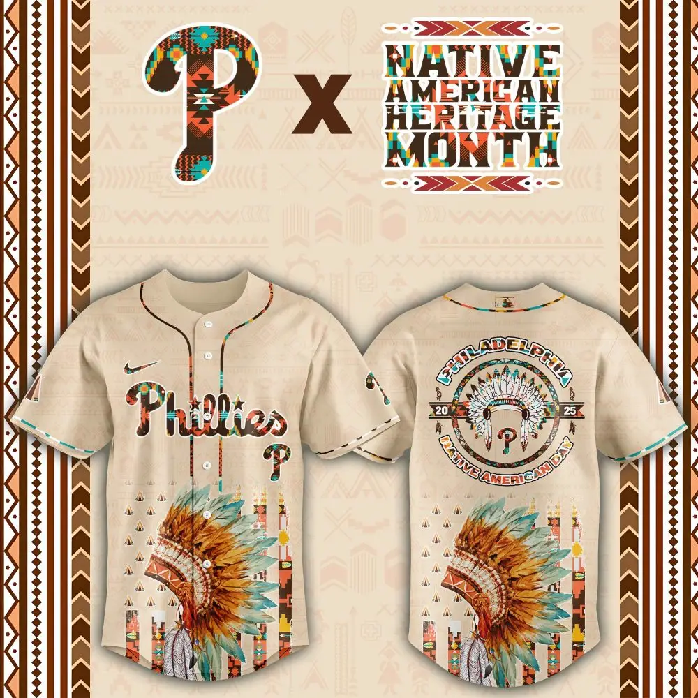 Philadelphia Phillies Native American Heritage Month Custom Baseball Jersey