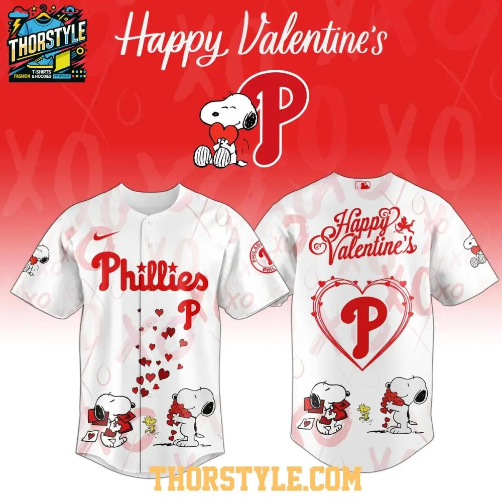 Philadelphia Phillies Peanuts Happy Valentine'S Day 2026 Personalized Baseball Jersey