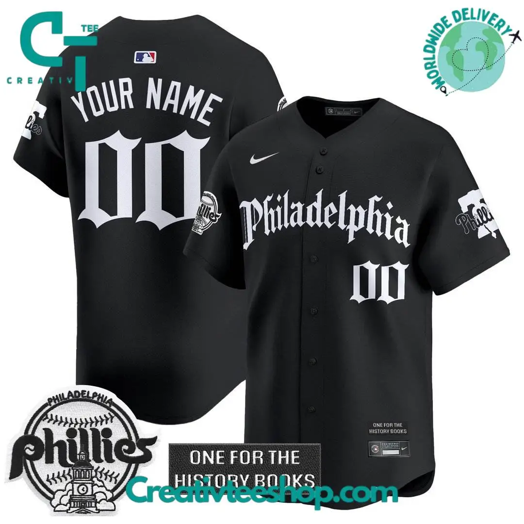 Philadelphia Phillies Retro Newspaper Edition Baseball Jersey Philadelphia Phillies Retro Newspaper Edition Baseball Jersey - Image 1