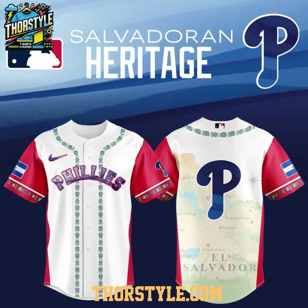 Philadelphia Phillies Traditional Salvadoran El Salvador Heritage 2025 Baseball Jersey Philadelphia Phillies Traditional Salvadoran El Salvador Heritage 2025 Baseball Jersey - Image 1