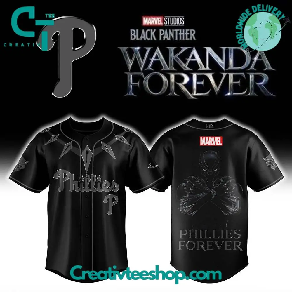 Philadelphia Phillies X Black Panther "Wakanda Forever" Special Baseball Jersey