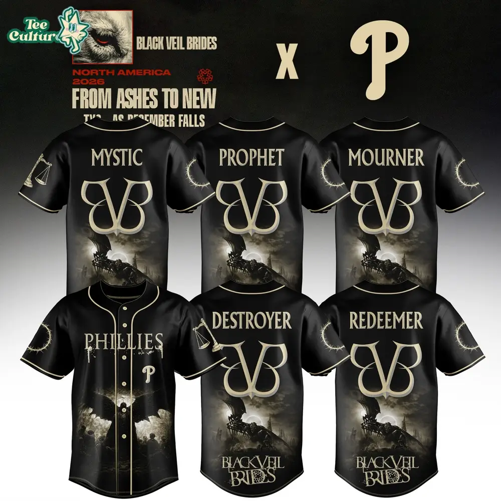 Philadelphia Phillies x Black Veil Brides “From Ashes To New” Tour Baseball Jersey