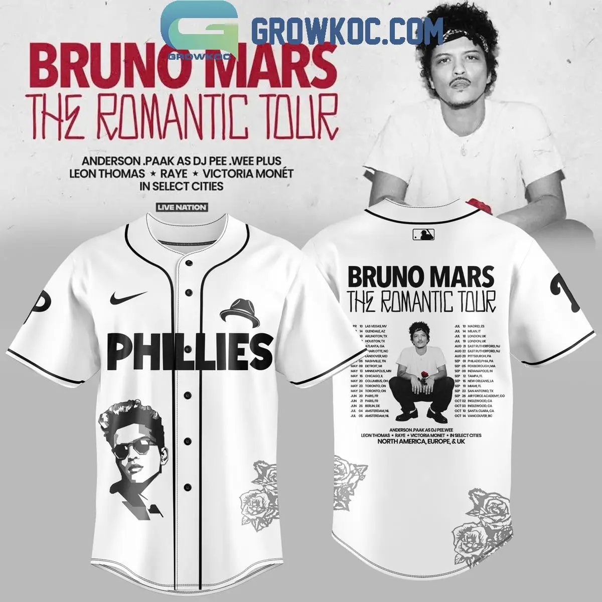 Philadelphia Phillies x Bruno Mars The Romantic Tour 2026 Jersey