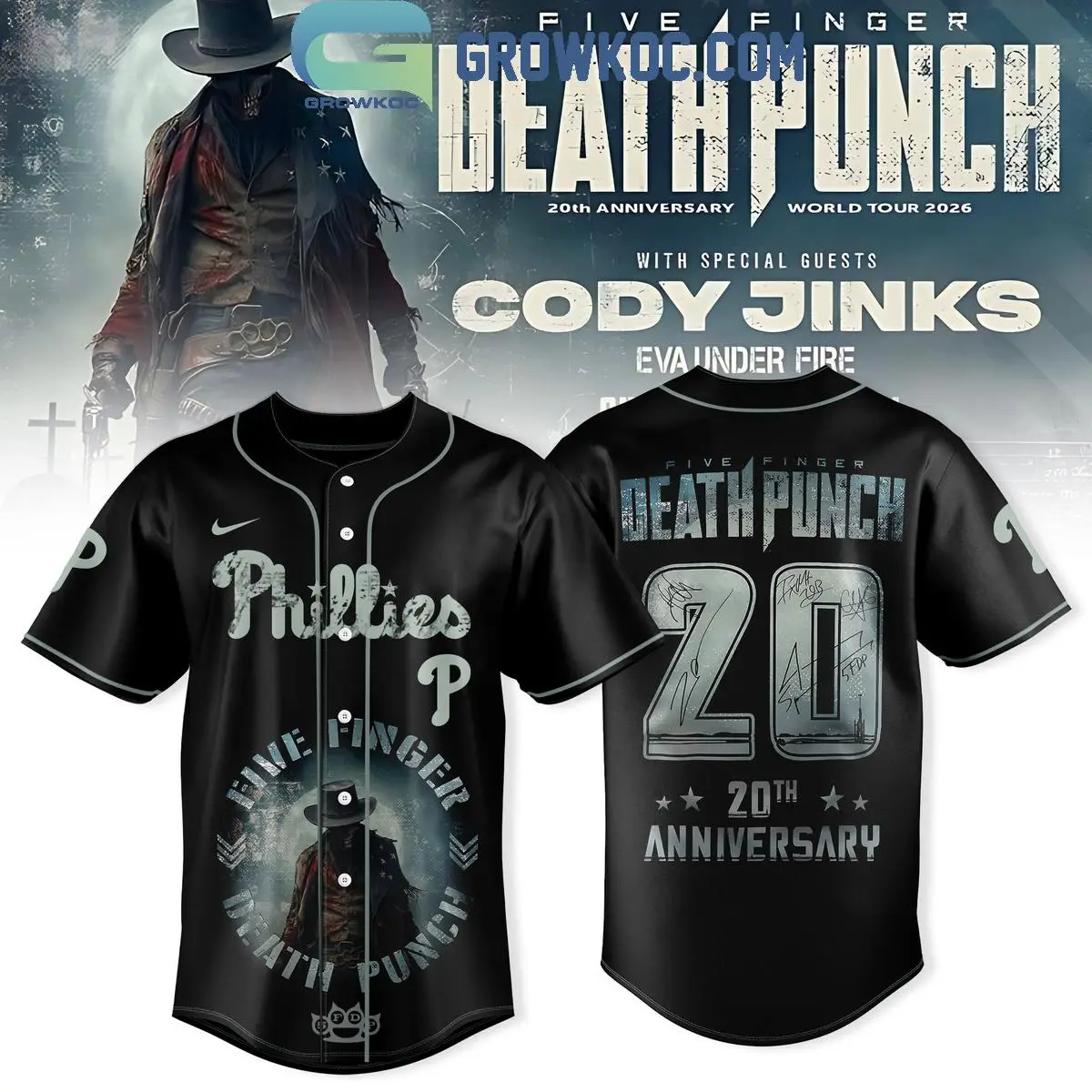 Philadelphia Phillies x Five Finger Death Punch 20th Anniversary World Tour Jersey