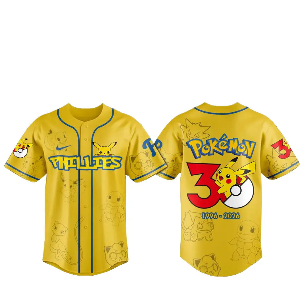 Philadelphia Phillies x Pokemon 30th Anniversary Baseball Jersey - Tazila