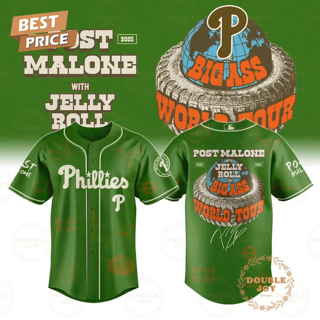 Philadelphia Phillies x Post Malone With Jelly Roll The The BIG ASS World Tour 2025 Baseball Jersey
