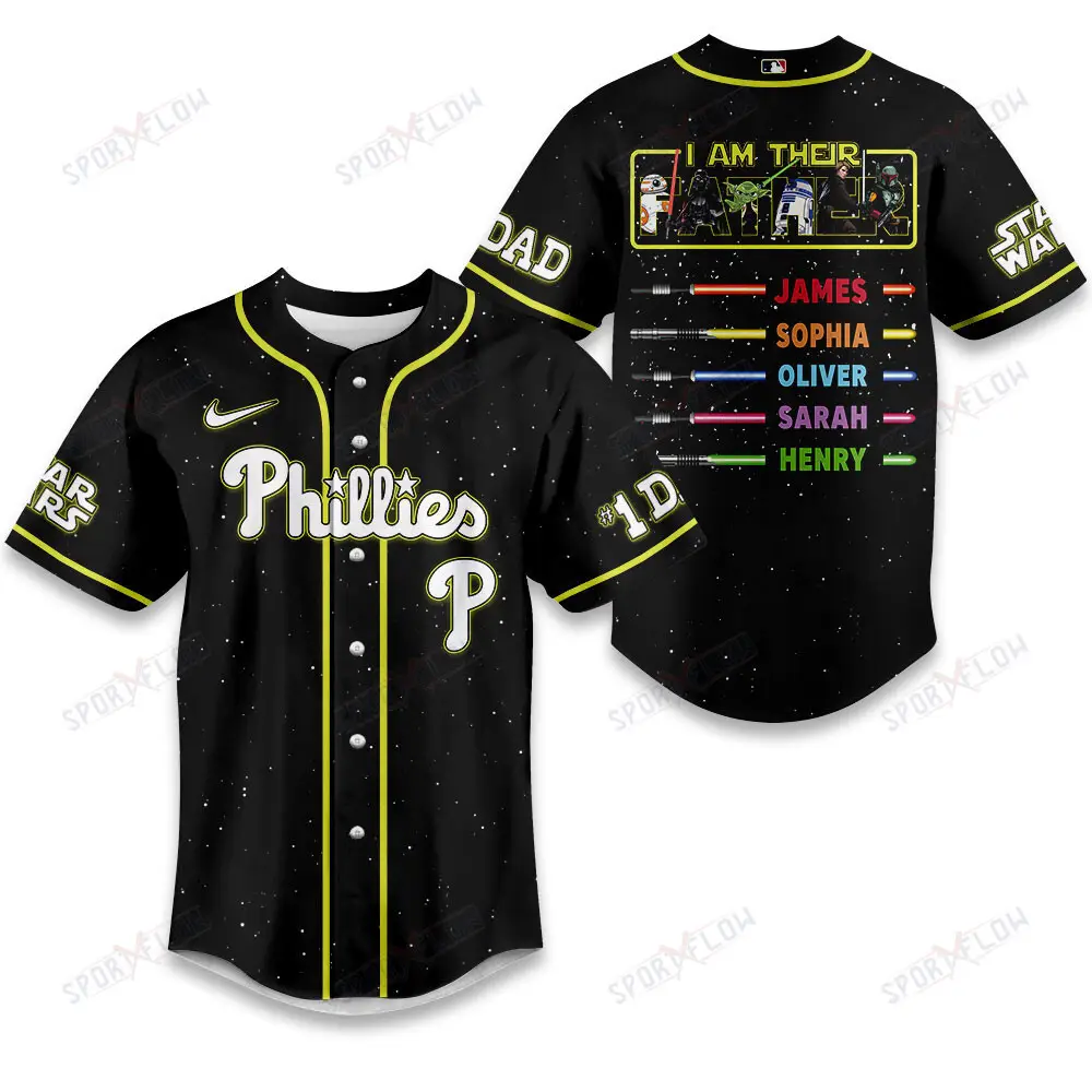 Philadelphia Phillies X Star Wars I Am Their Father Custom Name Baseball Jersey